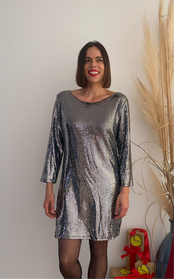 VESTIDO DISCO PLATA