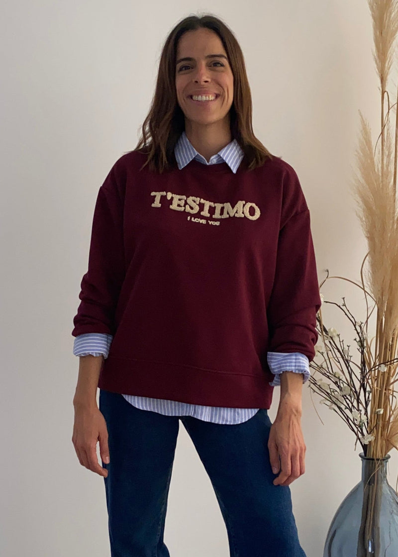 Sudadera Testimo burdeos