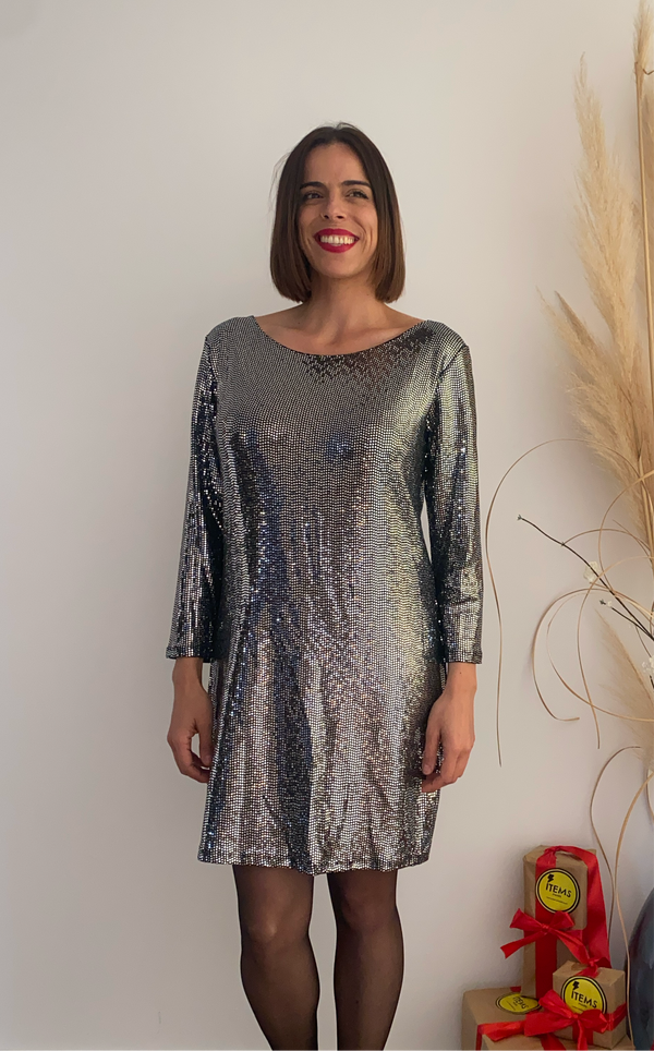 VESTIDO DISCO PLATA